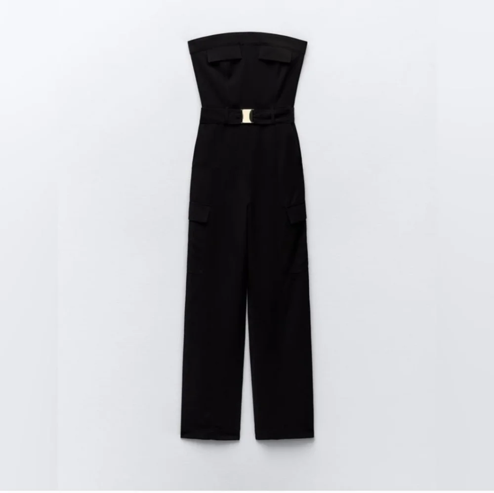 Zara Strapless Belted Cargo Jumpsuit NWT. Blogger's' FAVE - Picture 4 of 8